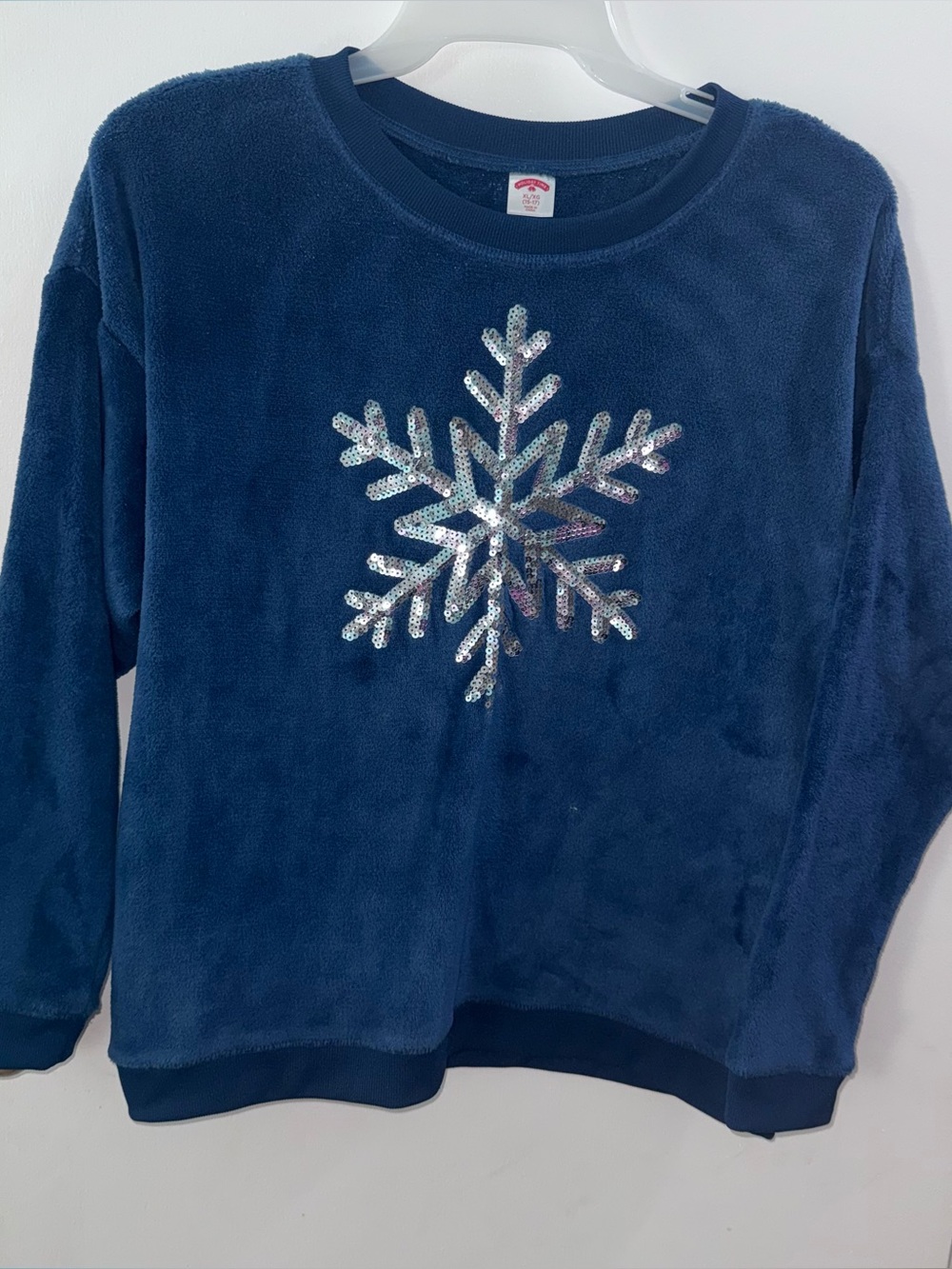 Cozy Navy Sequin Snowflake Sweater XL by Holiday Time